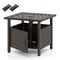 Outdoor Side Table with 1.93" Umbrella Hole All-Weather PE Wicker Patio Umbrella Table-Brown
